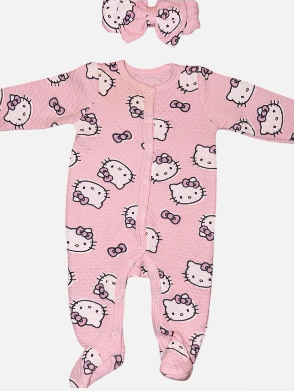 Hello Kitty Print Footed One-Piece with Headband